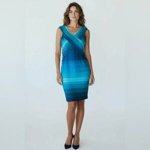 COLLEEN LOPEZ Blue Ombré Bandage Dress Medium NWT Bodycon Resort Evening